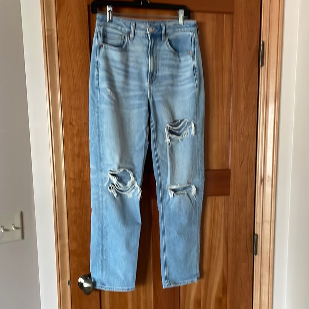 American Eagle Outfitters Blue Boyfriend Jeans Distressed High-Waisted
